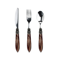 Murano Small Cutlery Set (18-piece) – For 6 People – Brown in Wooden Box | For Dessert, Breakfast or Starters – Elegant Italian Design