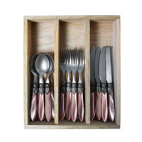 Murano Small Cutlery Set (18-piece) – For 6 People – Brown in Wooden Box | For Dessert, Breakfast or Starters – Elegant Italian Design
