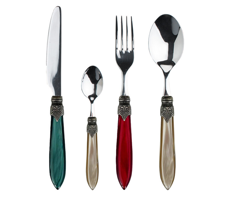 Murano Couverts de table (24 pièces) – Pour 6 personnes – 'Mélange de Noël' dans un coffret en bois | Design italien