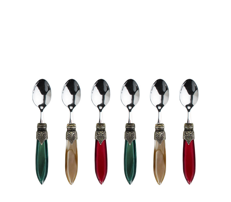 Murano Cuillères à Expresso/moka – « Mélange de Noël » (6 pièces) | Petites Cuillères pour Expresso, Moka ou Dessert