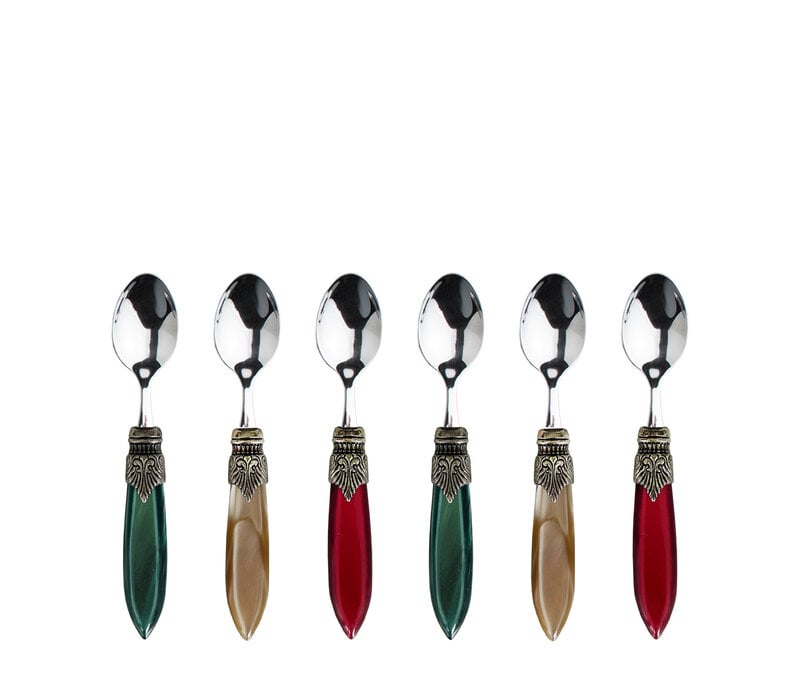 Murano Espresso Spoons / Mocha Spoons – 'Christmas Mix' (6 pieces) | Small Spoons for Espresso, Mocha or Dessert