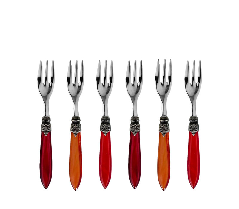 Murano Cake Forks – 'Volcano Mix' (Set of 6) | Forks for Cake, Dessert or Starters