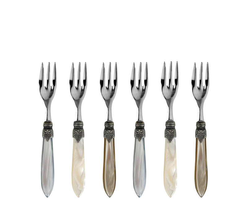 Murano Fourchettes à Gâteau – 'Chateau Mix' (Lot de 6) | Fourchettes élégantes pour dessert, gâteau ou entrée