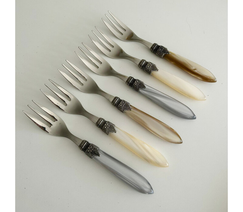 Murano Cake Forks – 'Chateau Mix' (Set of 6) | Forks for Cake, Dessert or Starters