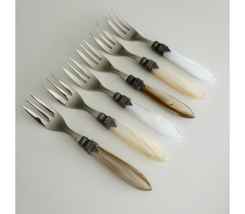 Murano Fourchettes à Gâteau – 'Marrakesh Mix' (Lot de 6) | Fourchettes élégantes pour dessert, gâteau ou entrée