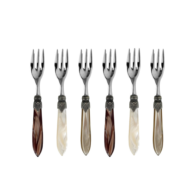 Murano Fourchettes à Gâteau – 'Barista Mix' (Lot de 6) | Fourchettes élégantes pour dessert, gâteau ou entrée