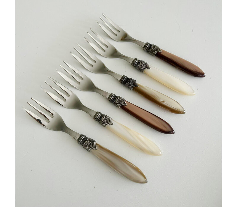 Murano Fourchettes à Gâteau – 'Barista Mix' (Lot de 6) | Fourchettes élégantes pour dessert, gâteau ou entrée