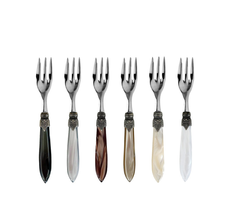 Murano Cake Forks – 'Earth Mix' (6 pieces) | Forks for Pastry, Dessert or Appetizer