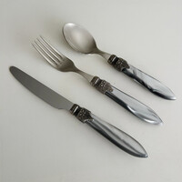 Murano Small Cutlery Set – Grey (3-piece) | For Dessert, Breakfast or Starters – Elegant Italian Design