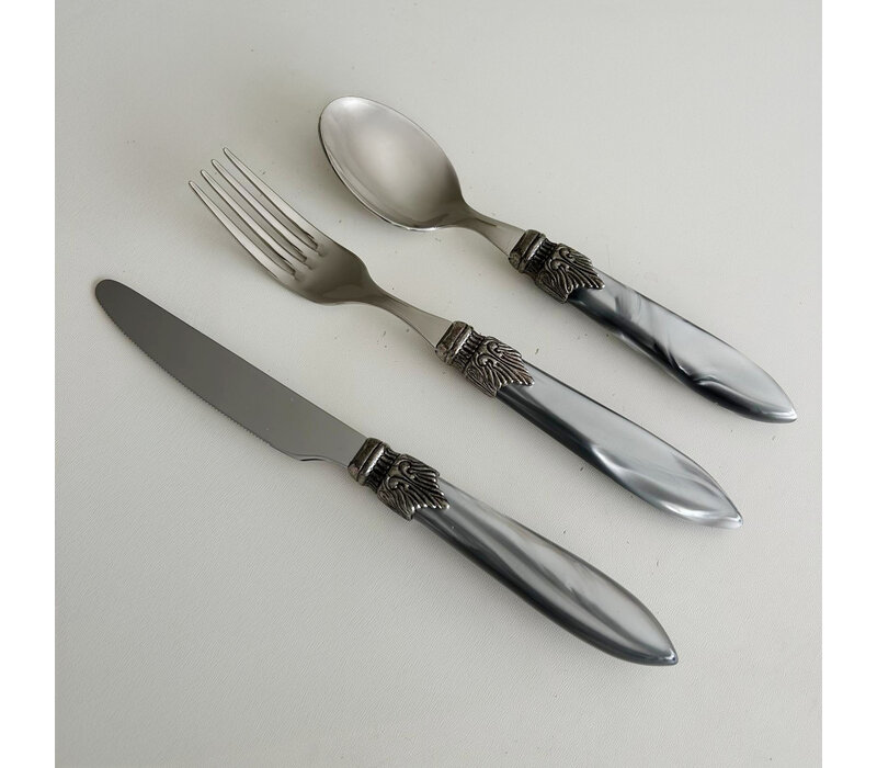 Murano 3-teiliges Besteckset – Grau | Ideal für Dessert, Frühstück oder Vorspeisen – Elegantes Italienisches Design