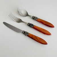 Murano Small Cutlery Set – Orange (3-piece) | For Dessert, Breakfast or Starters – Elegant Italian Design