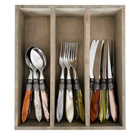 Murano Set de Couverts (18 pièces) – Pour 6 personnes – 'Fresco Mix' dans un coffret en bois | Idéal pour le Dessert, le Petit Déjeuner ou l’Entrée – Design Italien Élégant
