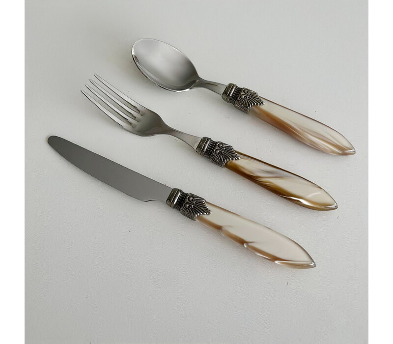 Murano 3-teiliges Besteckset – Champagne | Ideal für Dessert, Frühstück oder Vorspeisen – Elegantes Italienisches Design