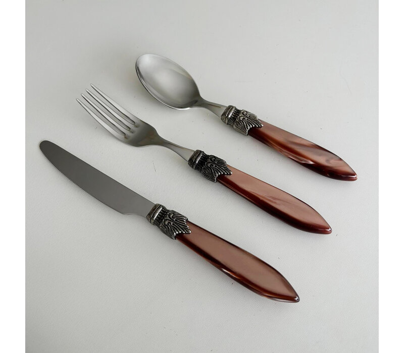 Murano Set de Couverts (3 pièces) – Marron | Idéal pour le Dessert, le Petit Déjeuner ou l’Entrée – Design Italien Élégant