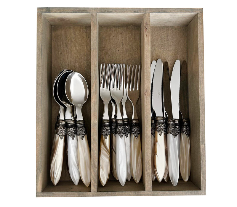 Murano Small Cutlery Set (18-piece) – For 6 People – 'Marrakesh Mix' in Wooden Box | For Dessert, Breakfast or Starters – Elegant Italian Design