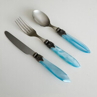 Murano 3-teiliges Besteckset – Türkis | Ideal für Dessert, Frühstück oder Vorspeisen – Elegantes Italienisches Design