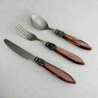 Murano Set de Couverts (18 pièces) – Pour 6 personnes – Marron dans un coffret en bois | Idéal pour le Dessert, le Petit Déjeuner ou l’Entrée – Design Italien Élégant