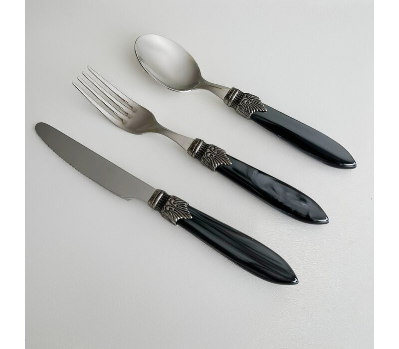 Murano Set de Couverts (3 pièces) – Anthracite | Idéal pour le Dessert, le Petit Déjeuner ou l’Entrée – Design Italien Élégant