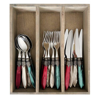 Murano Set de Couverts (18 pièces) – Pour 6 personnes – 'Christmas Mix' dans un coffret en bois | Idéal pour le Dessert, le Petit Déjeuner ou l’Entrée – Design Italien Élégant
