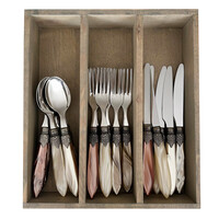 Murano Set de Couverts (18 pièces) – Pour 6 personnes – 'Barista Mix' dans un coffret en bois | Idéal pour le Dessert, le Petit Déjeuner ou l’Entrée – Design Italien Élégant