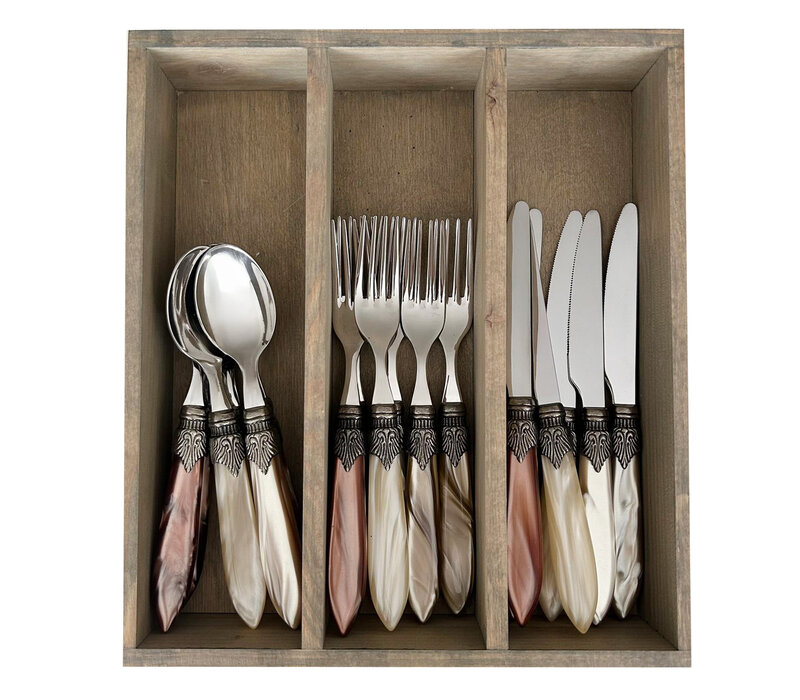 Murano Set de Couverts (18 pièces) – Pour 6 personnes – 'Barista Mix' dans un coffret en bois | Idéal pour le Dessert, le Petit Déjeuner ou l’Entrée – Design Italien Élégant