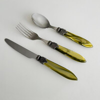 Murano Set de Couverts (18 pièces) – Pour 6 personnes – 'Prairie Mix' dans un coffret en bois | Idéal pour le Dessert, le Petit Déjeuner ou l’Entrée – Design Italien Élégant