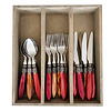Murano Murano Set de Couverts (18 pièces) – Pour 6 personnes – 'Volcan Mix' dans un coffret en bois | Idéal pour le Dessert, le Petit Déjeuner ou l’Entrée – Design Italien Élégant