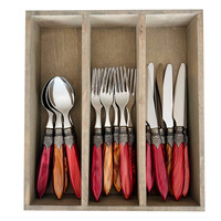 Murano Set de Couverts (18 pièces) – Pour 6 personnes – 'Volcan Mix' dans un coffret en bois | Idéal pour le Dessert, le Petit Déjeuner ou l’Entrée – Design Italien Élégant