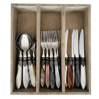 Murano Set de Couverts (18 pièces) – Pour 6 personnes – 'Terre Mix' dans un coffret en bois | Idéal pour le Dessert, le Petit Déjeuner ou l’Entrée – Design Italien Élégant