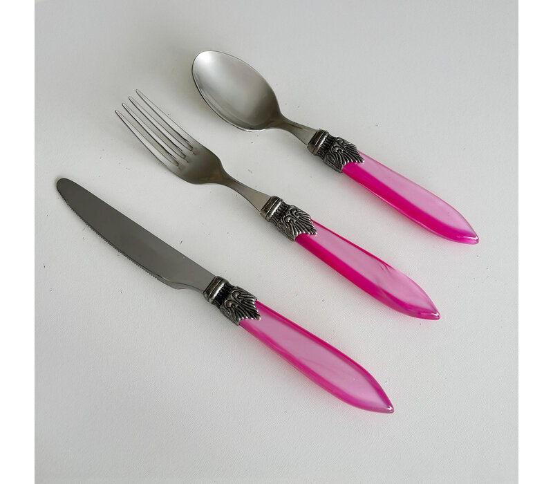 Murano 3-teiliges Besteckset – Rosa | Ideal für Dessert, Frühstück oder Vorspeisen – Elegantes Italienisches Design