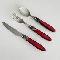 Murano Small Cutlery Set (18-piece) – For 6 People – Burgundy in Wooden Box | For Dessert, Breakfast or Starters – Elegant Italian Design