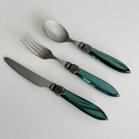 Murano Small Cutlery Set – Green (3-piece) | For Dessert, Breakfast or Starters – Elegant Italian Design