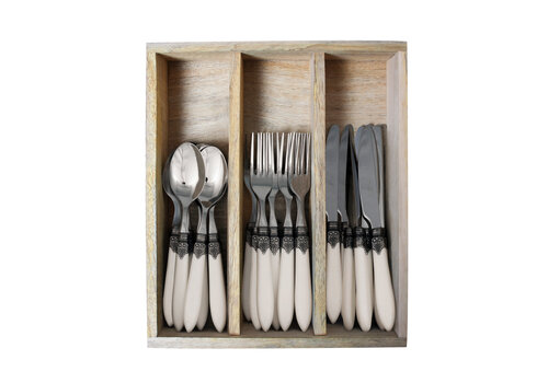 Murano Murano Dessert Cutlery – For 6 People – Matte Ivory