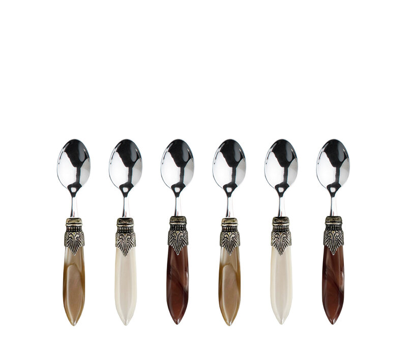 Murano Espresso Spoons / Mocha Spoons – 'Barista Mix' (6 pieces) | Small Spoons for Espresso, Mocha or Dessert