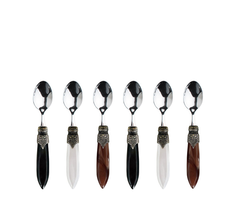 Murano Espresso Spoons / Mocha Spoons – 'Classic Mix' (6 pieces) | Small Spoons for Espresso, Mocha or Dessert