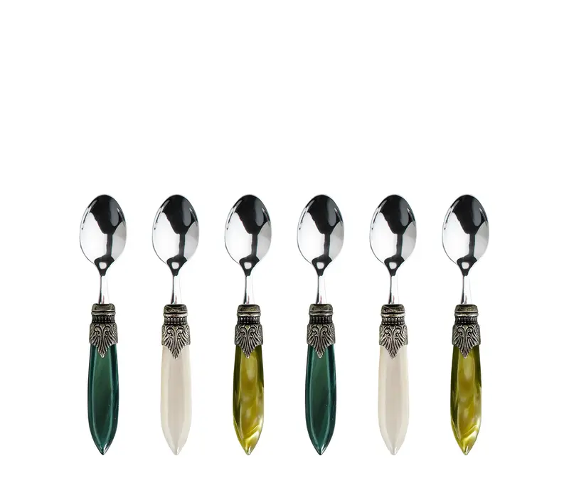 Murano Cuillères à Expresso/moka – « Mélange de Forêt » (6 pièces) | Petites Cuillères pour Expresso, Moka ou Dessert