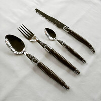 Laguiole Classic Dinner Cutlery (24-piece) – For 6 People – 'Mocha Brown' in Wooden Box | French Design