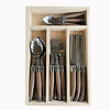 Laguiole Laguiole Classic Tafelbesteck (24-teilig) – Für 6 Personen – 'Lehm Braun' in Holzbox | Französisches Design