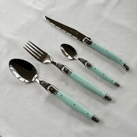 Laguiole Classic Steak Besteck (24-teilig) – Für 6 Personen – 'Lagunen Blau' in Holzbox | Französisches Design