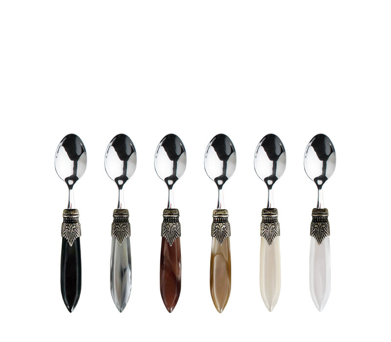 Murano Espresso Spoons / Mocha Spoons – 'Earth Mix' (6 pieces) | Small Spoons for Espresso, Mocha or Dessert