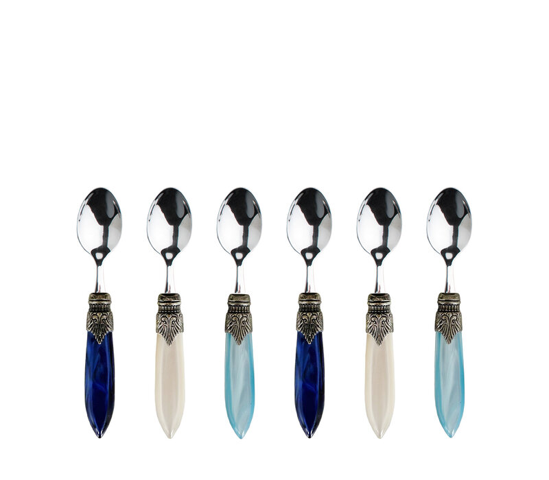 Murano Espresso Spoons / Mocha Spoons – 'Sea Mix' (6 pieces) | Small Spoons for Espresso, Mocha or Dessert