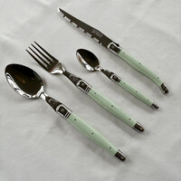 Laguiole Classic Steak Besteck (24-teilig) – Für 6 Personen – 'Mint Grün' in Holzbox | Französisches Design