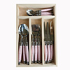 Laguiole Laguiole Classic Steak Cutlery  (24-piece) – For 6 People – 'Pastel Pink' in Wooden Box | French Design