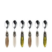 Murano-Espressolöffel / Mokkalöffel – „Wiese Mix“ (6 Stück) | Kleine Löffel für Espresso, Mokka oder Dessert