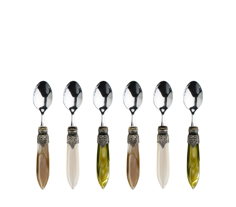 Murano Espresso Spoons / Mocha Spoons – 'Meadow Mix' (6 pieces) | Small Spoons for Espresso, Mocha or Dessert