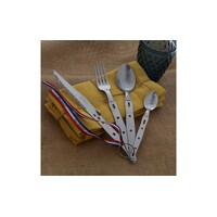 SL2610 Jean Dubost Laguiole Coffret de couverts 24 pièces pour camping/pique-nique/barbecue en coffret bois