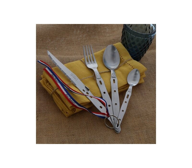 SL2610 Jean Dubost Laguiole Coffret de couverts 24 pièces pour camping/pique-nique/barbecue en coffret bois