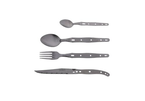 Laguiole SL2610 Jean Dubost Laguiole Coffret de couverts 24 pièces pour camping/pique-nique/barbecue en coffret bois
