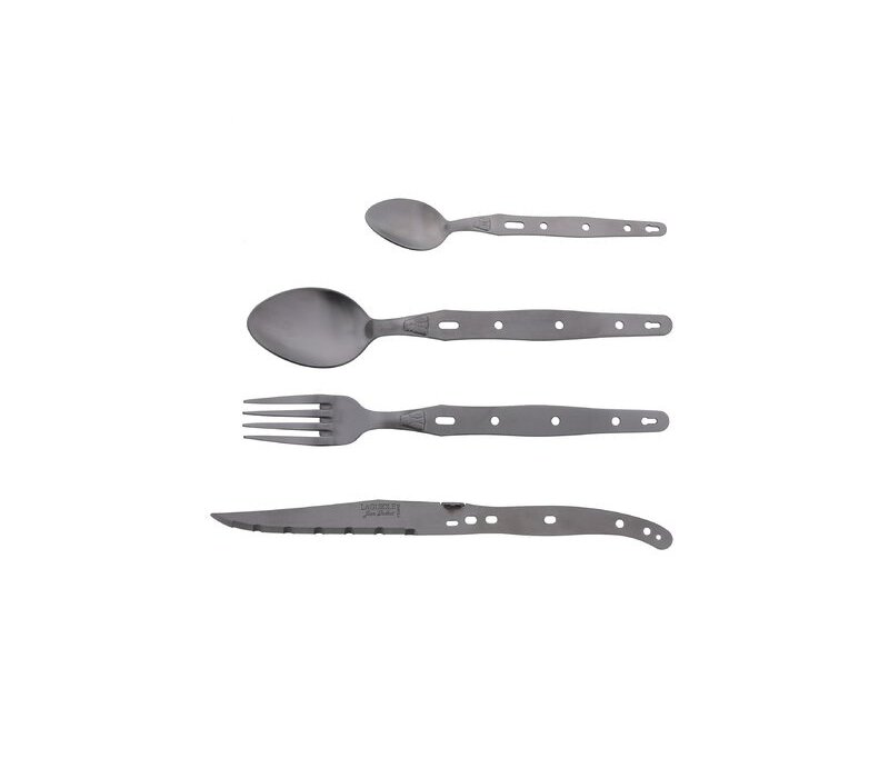 SL2610 Jean Dubost Laguiole Coffret de couverts 24 pièces pour camping/pique-nique/barbecue en coffret bois