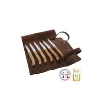 SL2612 Jean Dubost 6 Seakmessen eikenhout in leren etui